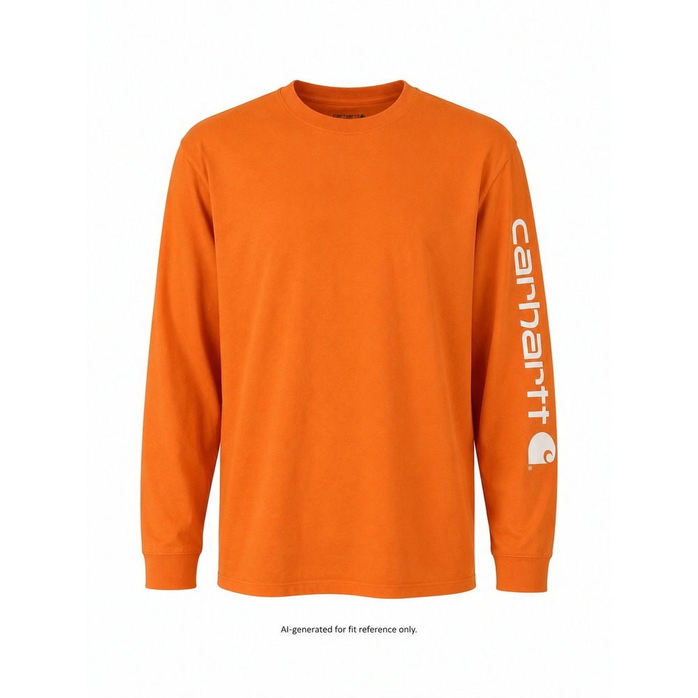 Carhartt Long Sleeve T-Shirt Mens‎ XXL Orange Loose Fit Graphic Logo Cotton Tee